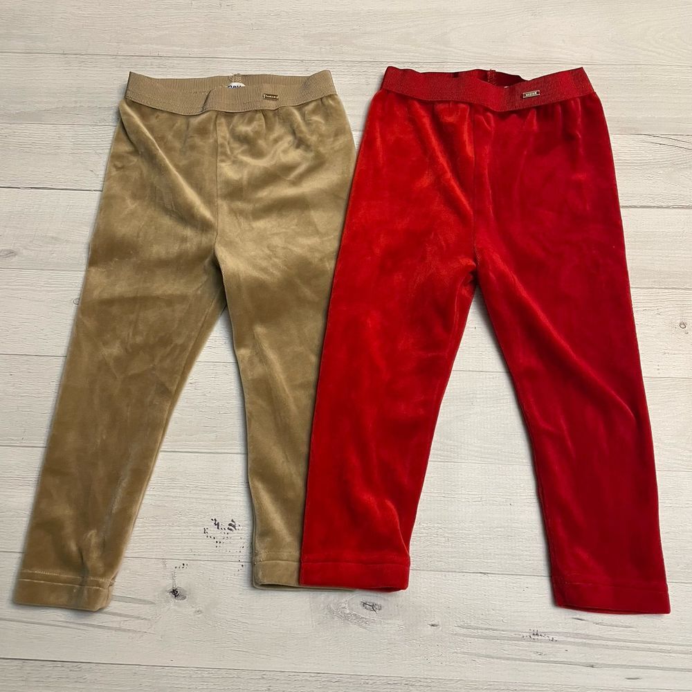 Mayoral girls red and gold velour leggings size 2